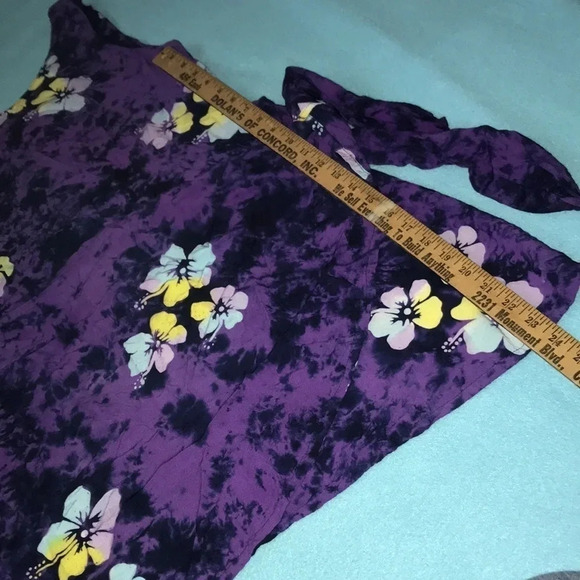 𝅺J & J FASHION HAWAII floral tie dye tank mini dress, faux wrap skirt size XL - Picture 2 of 6